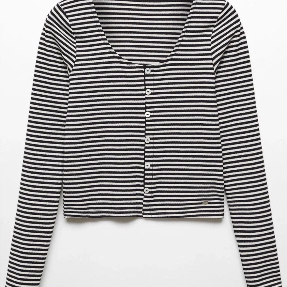 MANGO TEEN GIRLS BUTTONED STRIPED Long Sleeve SIZE XXS